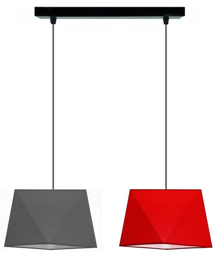 Luster na lanku DIAMENT 2xE27/60W/230V šedo-červená