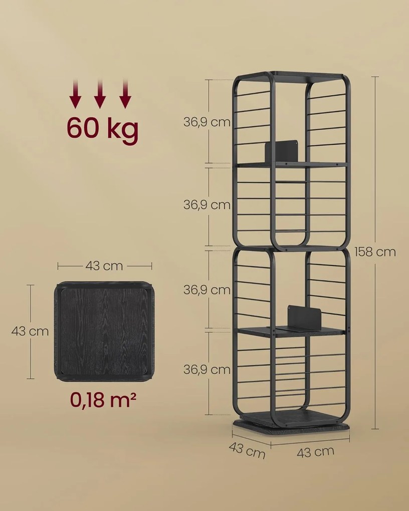 Otočná knihovna Vasagle Kendra černá