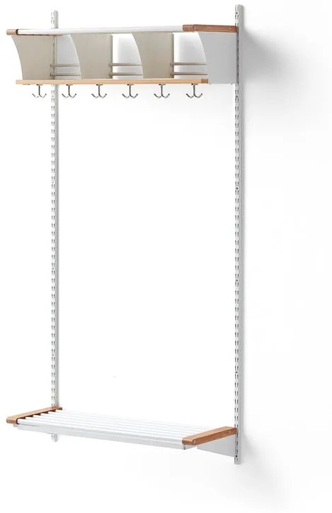Vešiaková stena JEPPE s 3 priehradkami, základná sekcia, 1790x900x310 mm, biela/dub