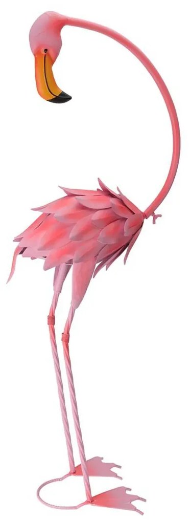 Záhradná kovová figúrka Flamingo, 70 cm, ružová