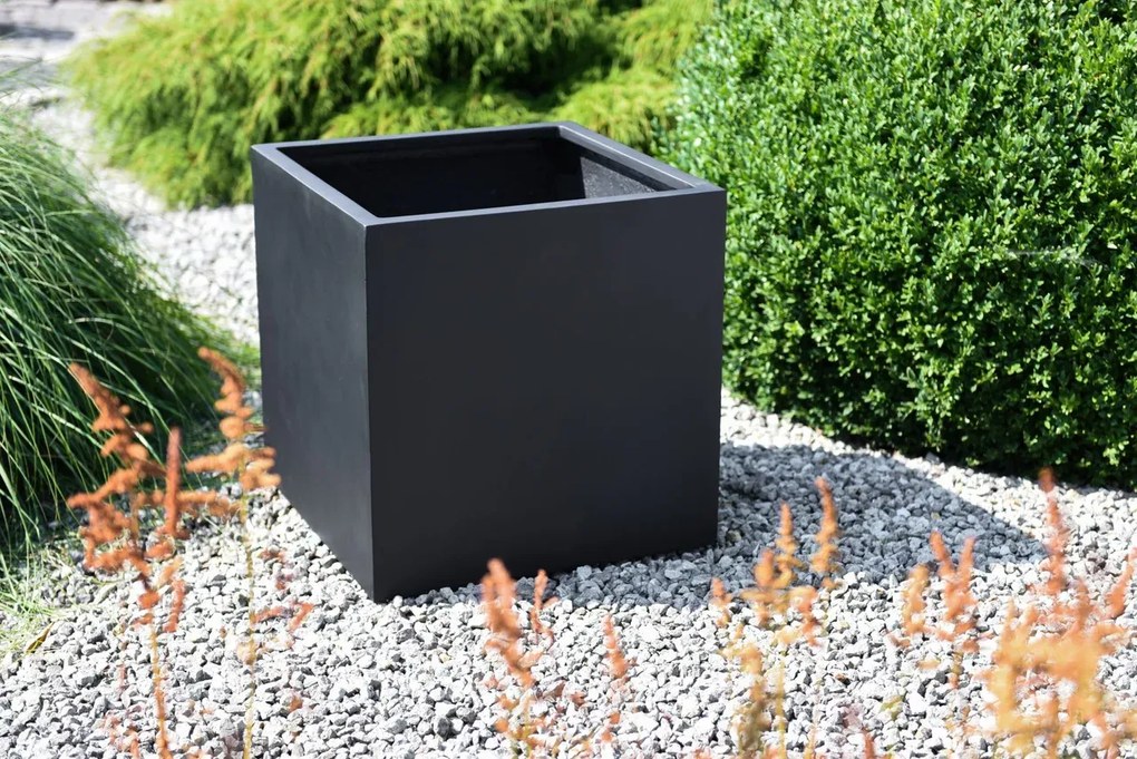Kvetináč BLOCK, sklolaminát, 45x45x45 cm, antracit