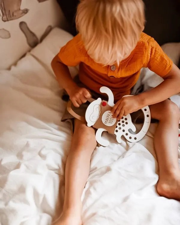 Montessori drevená prepletacia hračka - opice