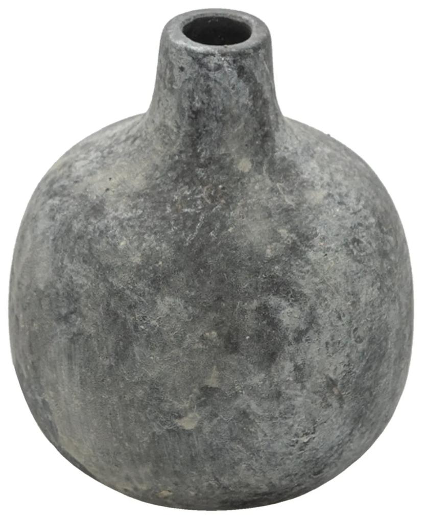 Šedá keramická váza s patinou Lina - Ø 9*9 cm