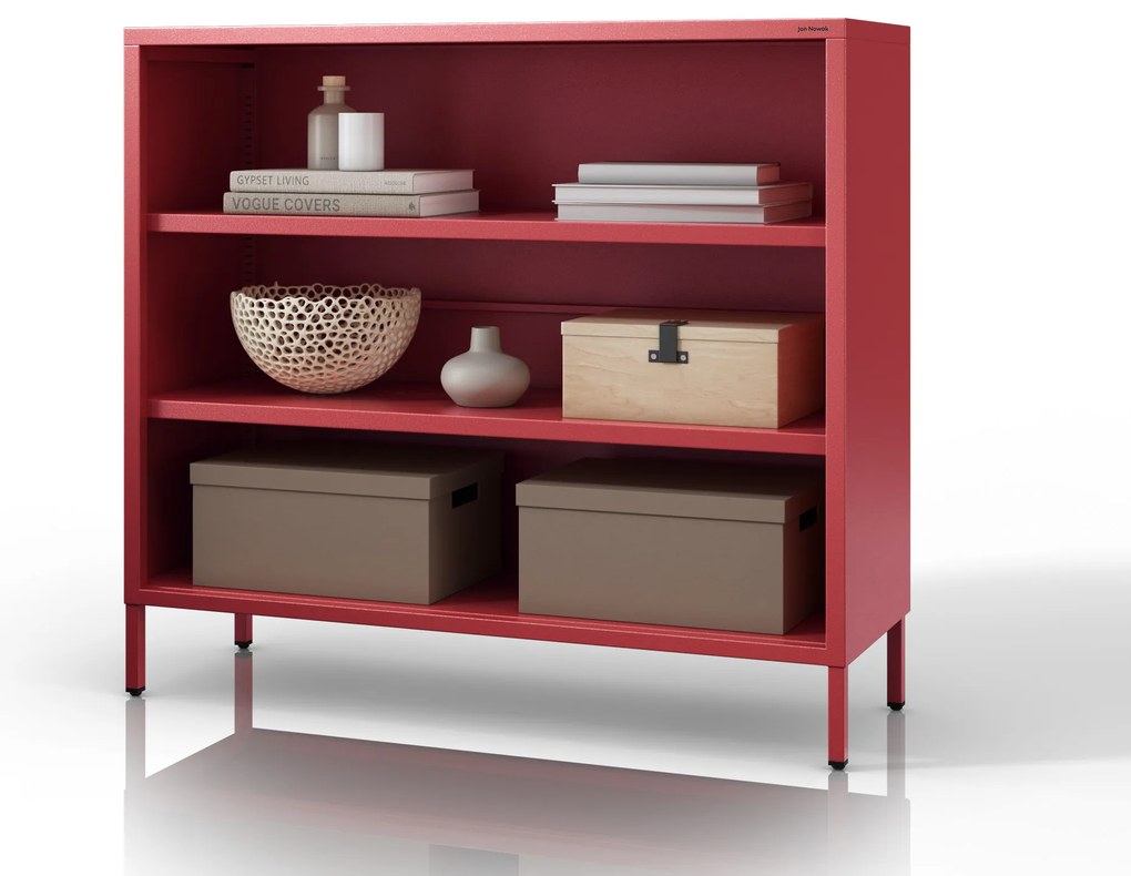 Nízky policový regál LUCA, 1000 x 900 x 350 mm, Modern: červená farba