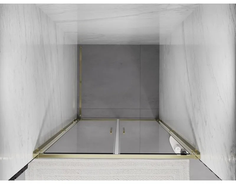 Mexen Exo, výklopné dvojité sprchové dvere 100 cm, číre sklo, zlatá, 814-100-000-50-00