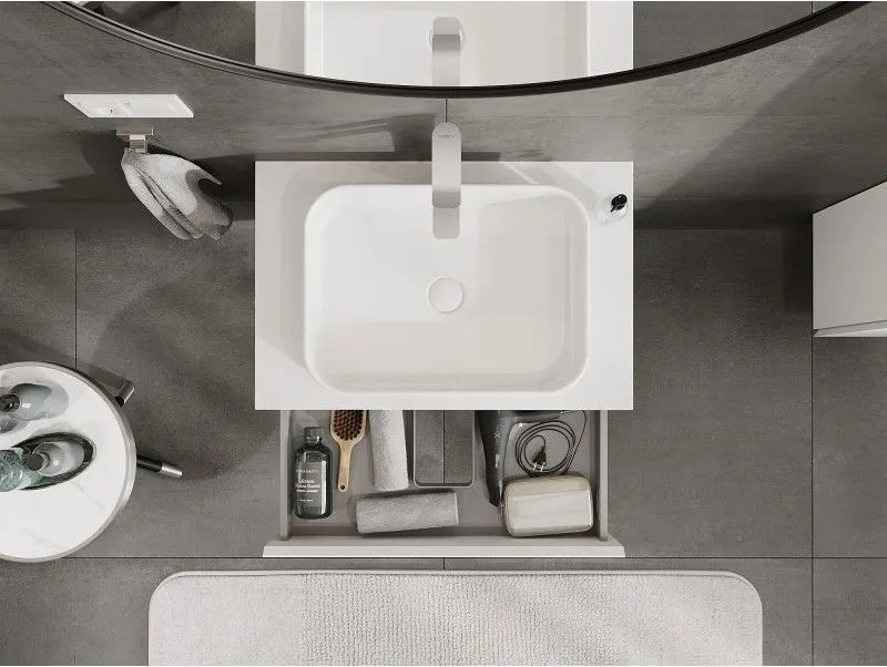 Mexen Orio, kúpeľňová skrinka 70 cm s hornou časťou, 1 zásuvka, biela matná, 91A10-07023-1-BFC01