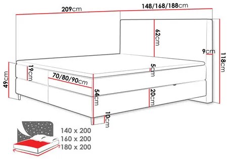 Manželská posteľ 140cm Wezler (popolavá). Vlastná spoľahlivá doprava až k Vám domov. 1123209