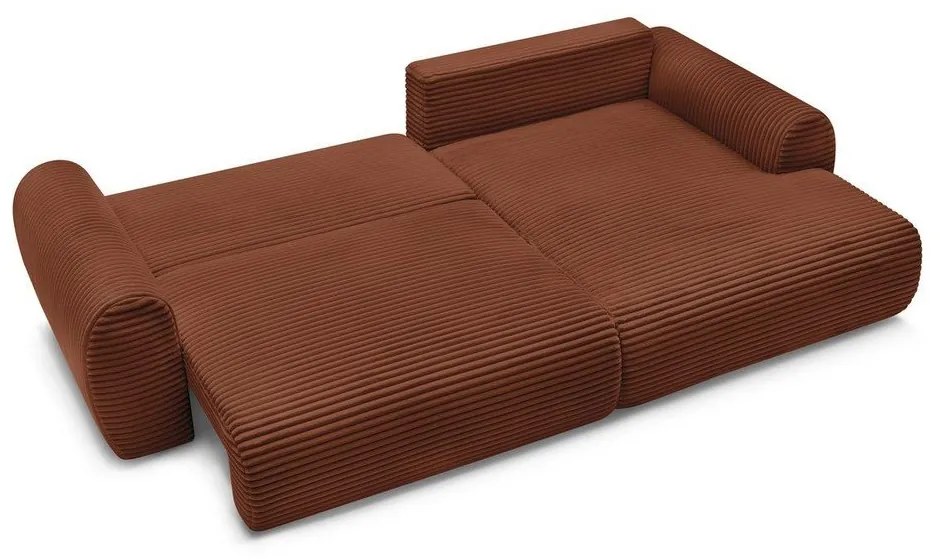 Menčestrová rozkladacia rohová pohovka v tehlovej farbe (pravý roh) Lucien – Bobochic Paris