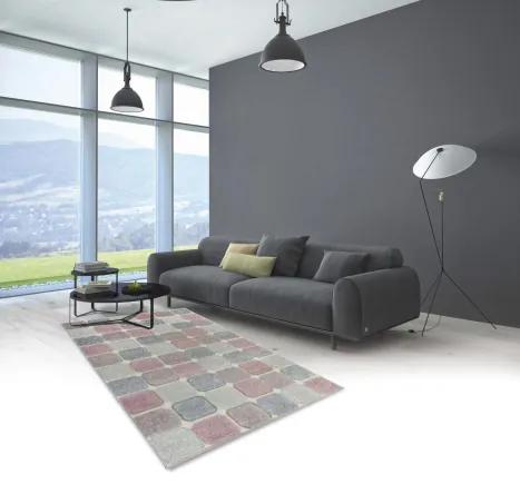 Koberce Breno Kusový koberec PORTLAND 172/RT4P, ružová, viacfarebná,133 x 190 cm