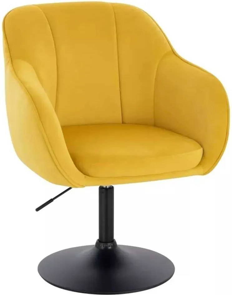LuxuryForm DESIGN Stolička AVOLA VELUR na čiernom tanieri - žltá