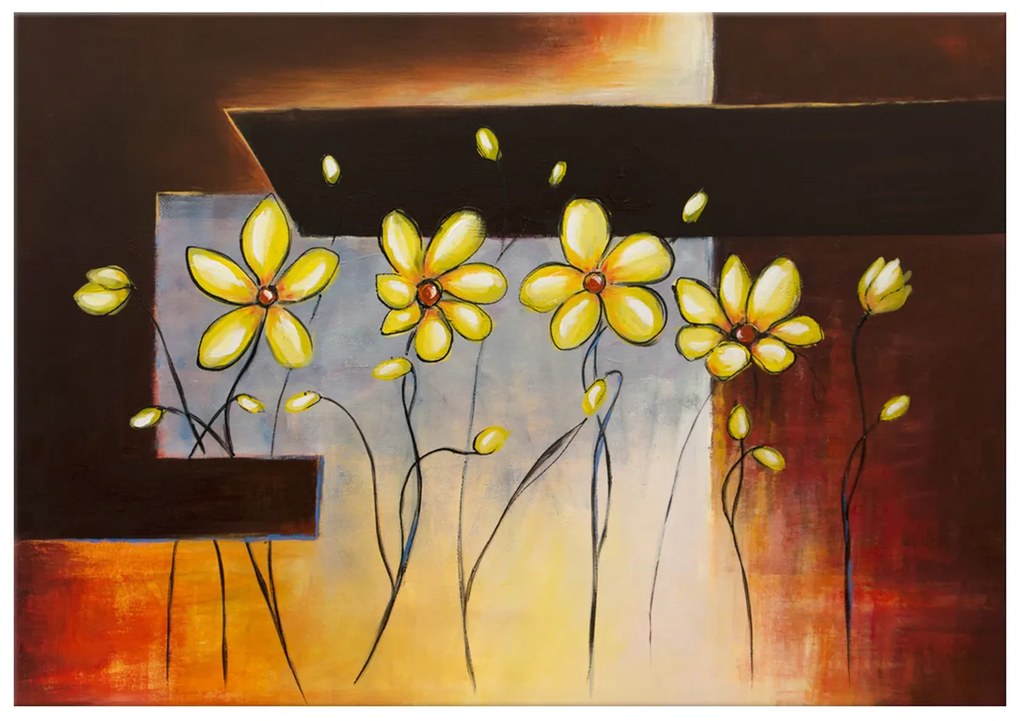 Gario Ručne maľovaný obraz Žlté kvietky Rozmery: 100 x 70 cm