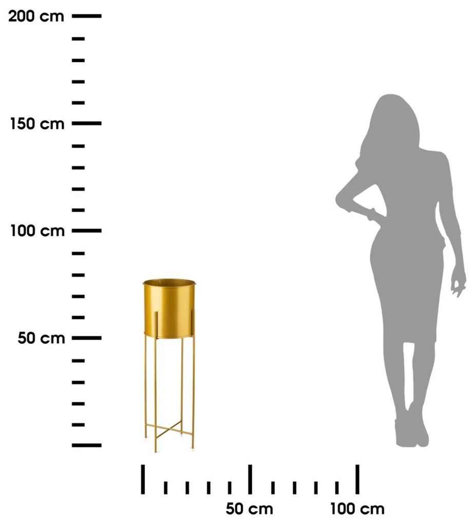 Květináč na stojanu HUGO 75 cm zlatý