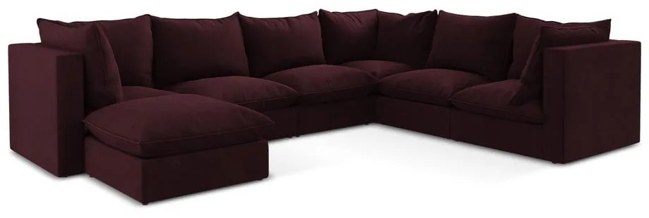 Vínovočervená rohová pohovka (pravý roh/do tvaru "U") Manao – Makamii