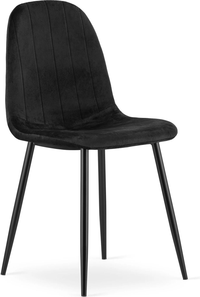 Jedálenská stolička PADVA VELVET s čiernymi nohami, čierna