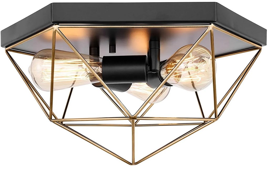 Toolight Toolight, stropné svietidlo 3xE27 APP1094-3C, čierna-zlatá, OSW-04410