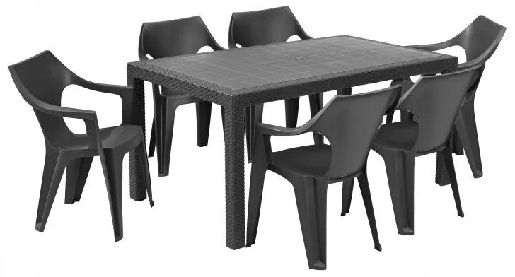 Hector Súprava stôl + šesť stoličiek Melody Dante low sivá