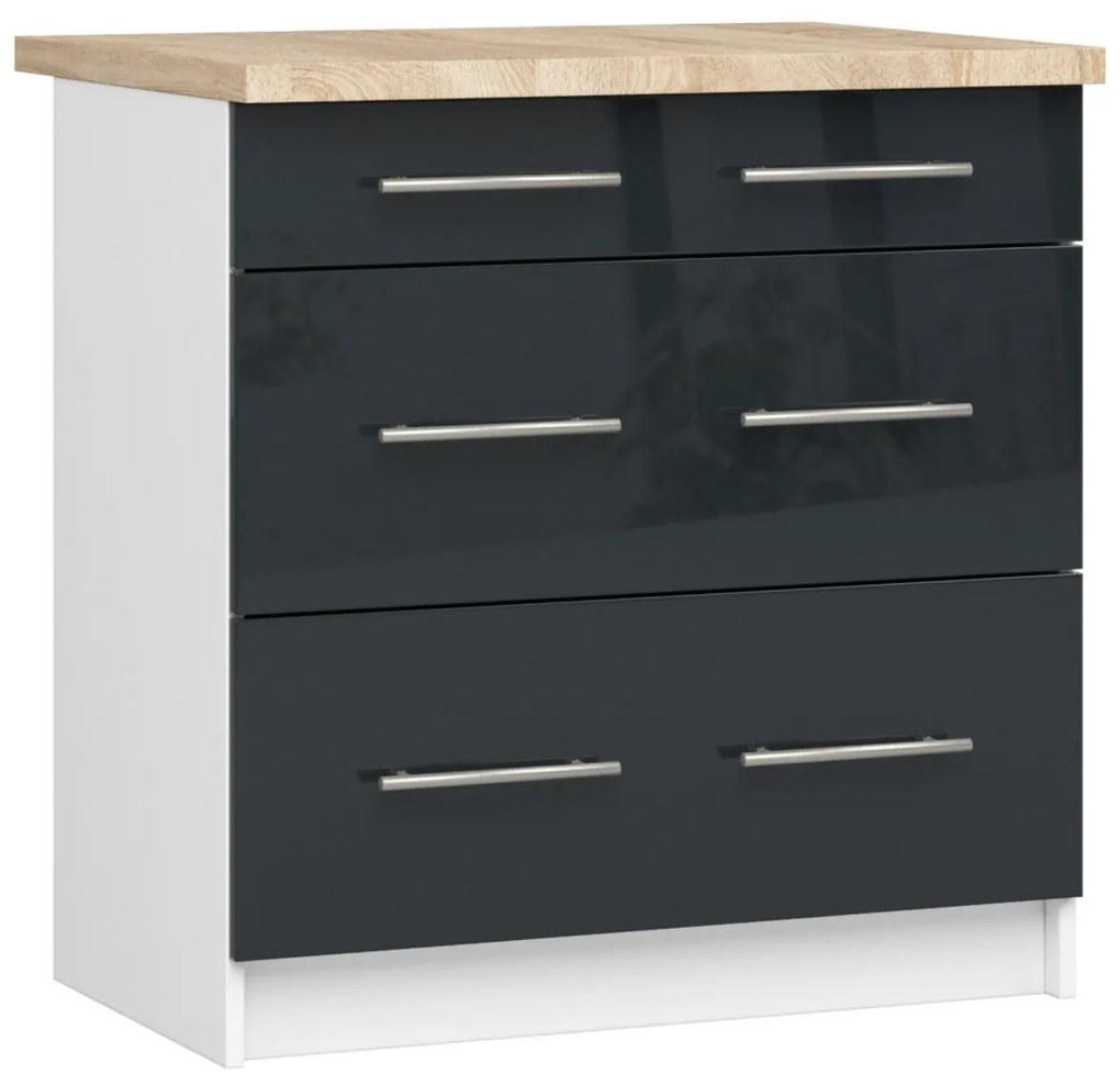 Kuchynská skrinka Olivia S 80 cm 3S biela/grafit