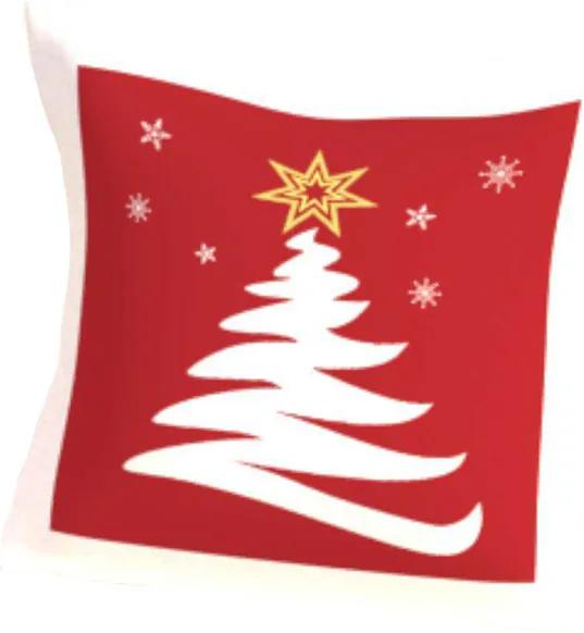 Dekoračný vankúšik s výplňou Vianočný strom červená