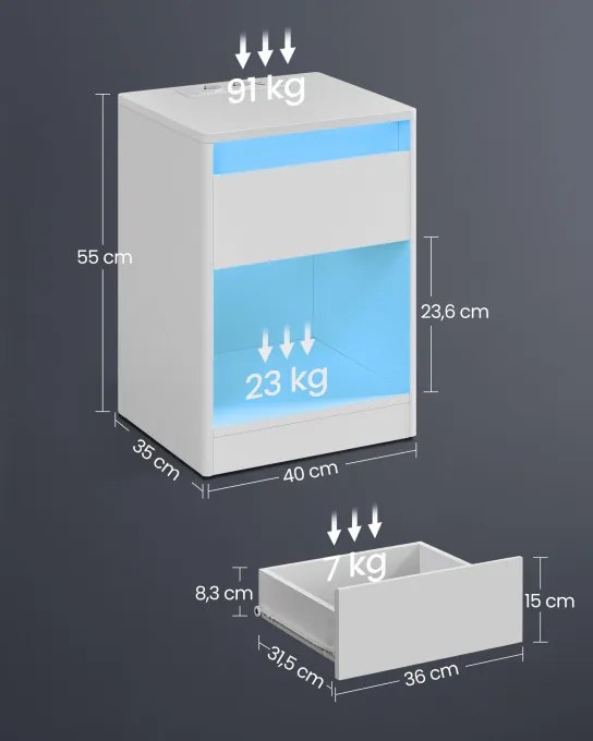 Nočný stolík s LED osvetlením LET618T15