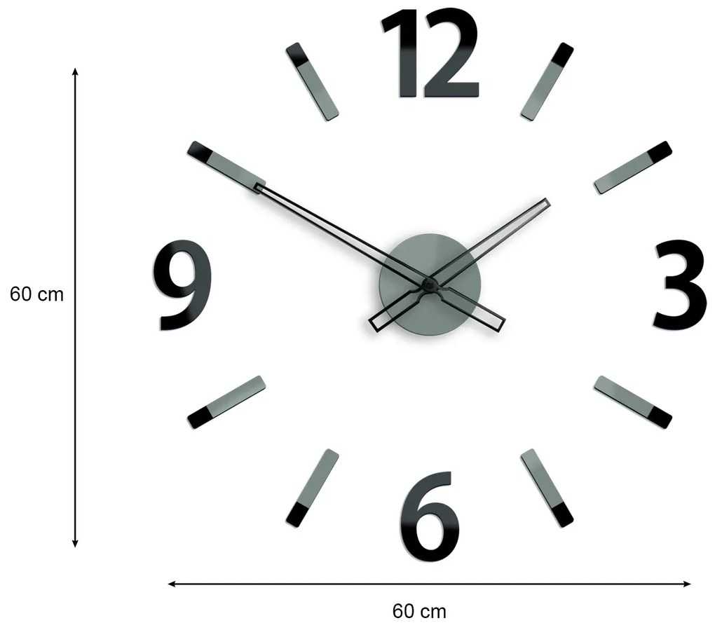 3D nalepovacie hodiny Will sivo-čierne
