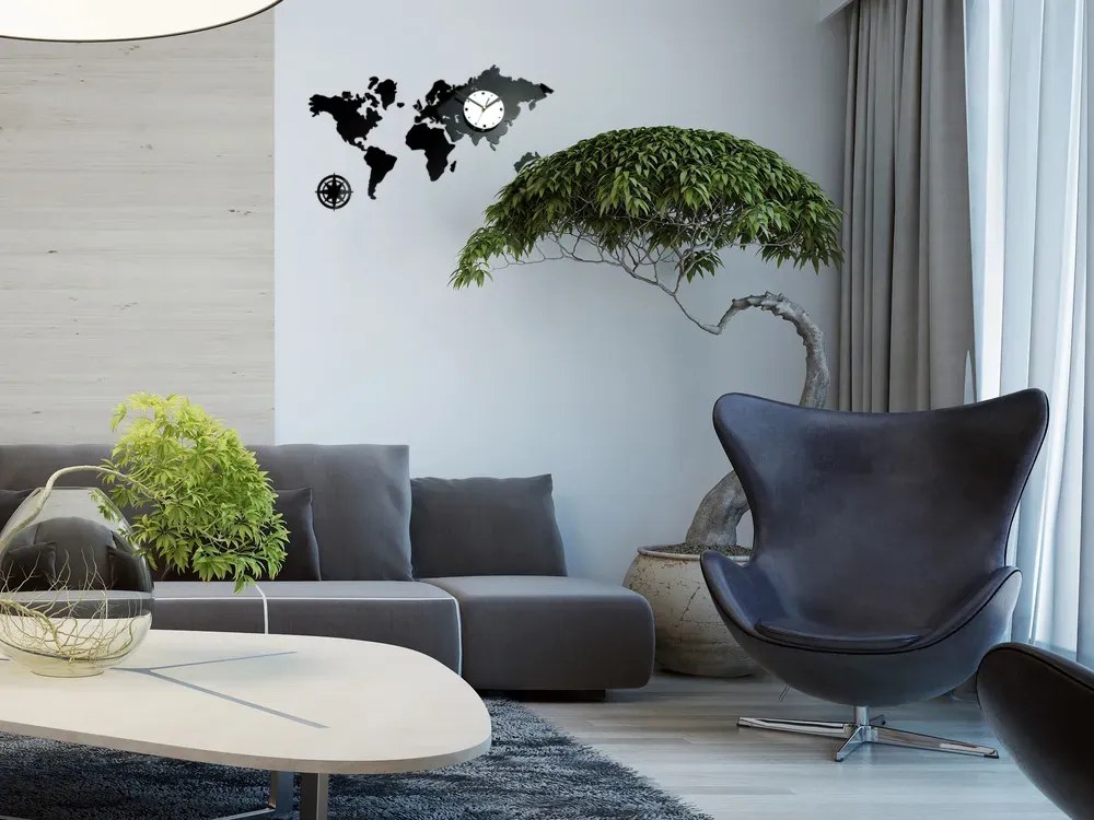 3D nalepovacie hodiny Continents wenge