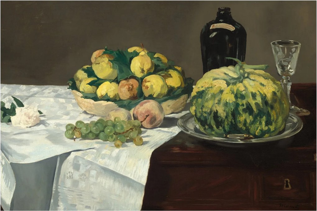 Obraz - Edouard Manet, Still Life with Melon and Peaches, reprodukcia (90x60 cm)