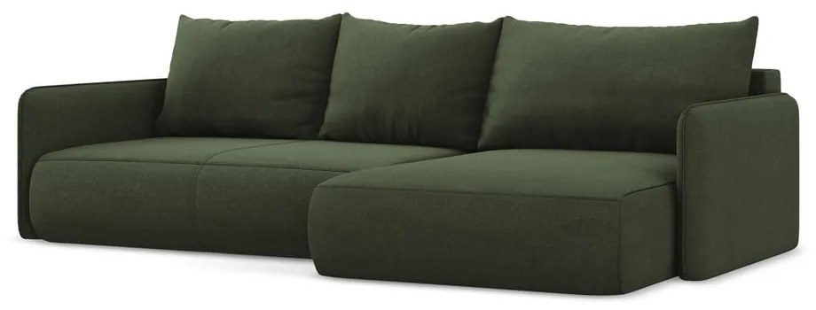 Zelená rozkladacia/s úložným priestorom rohová pohovka (pravý roh) Nanea – Makamii