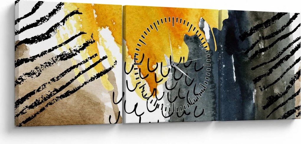 Obraz - Abstraktný akvarel (s hodinami) (90x30 cm)