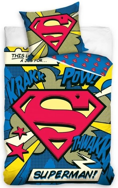 Carbotex · Posteľné návliečky Superman - 100% bavlna - 140x200 cm + 70x80 cm
