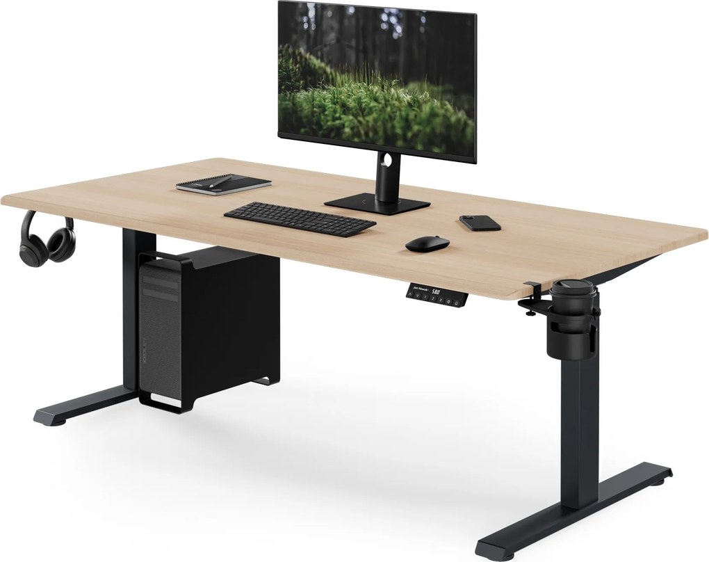 Elektrický stôl s reguláciou výšky ergonomický antracitový/dub sonoma,1600x800 mm: ARIA