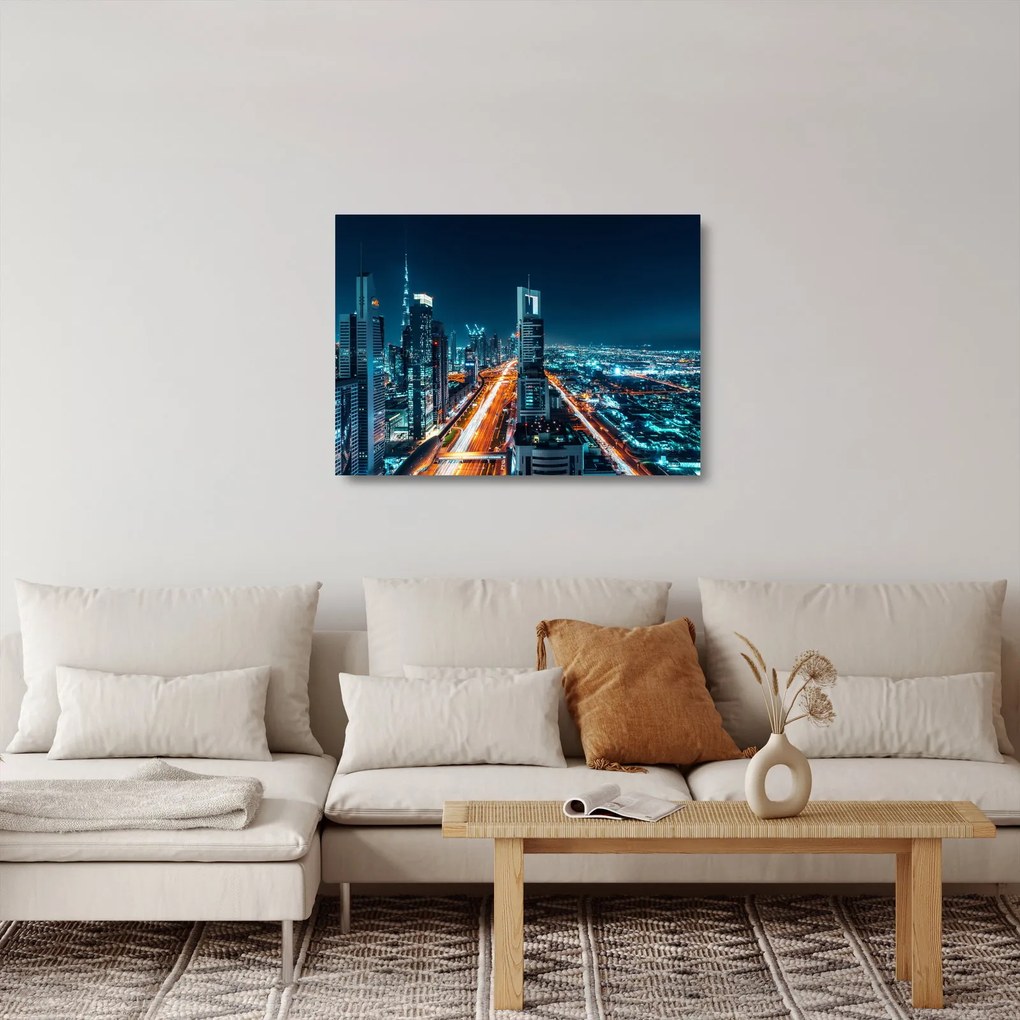Sklenený obraz - Dubajská noc (70x50 cm)