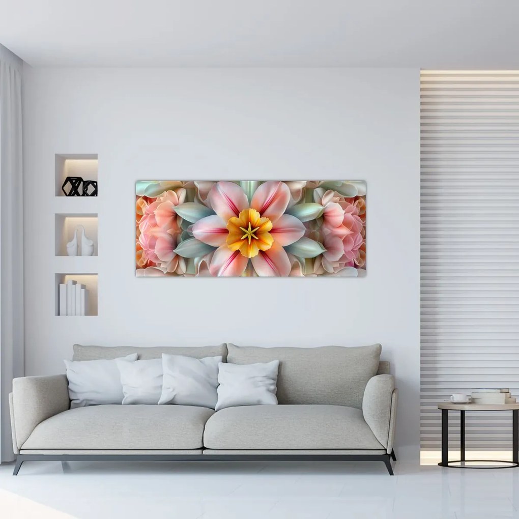 Obraz - Kaleidoskopický kvet (120x50 cm)