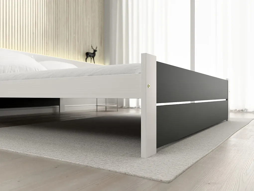 Posteľ IKAROS DOUBLE 160 x 200 cm, antracit/biela Rošt: S latkovým roštom, Matrac: Matrac DELUXE 10 cm