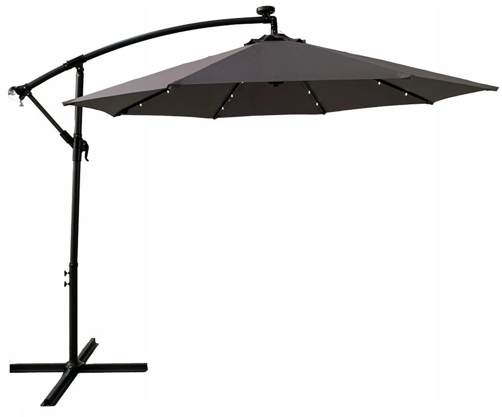 Dekorstudio Záhradný slnečník s LED osvetlením  - 270 cm - tmavo sivý