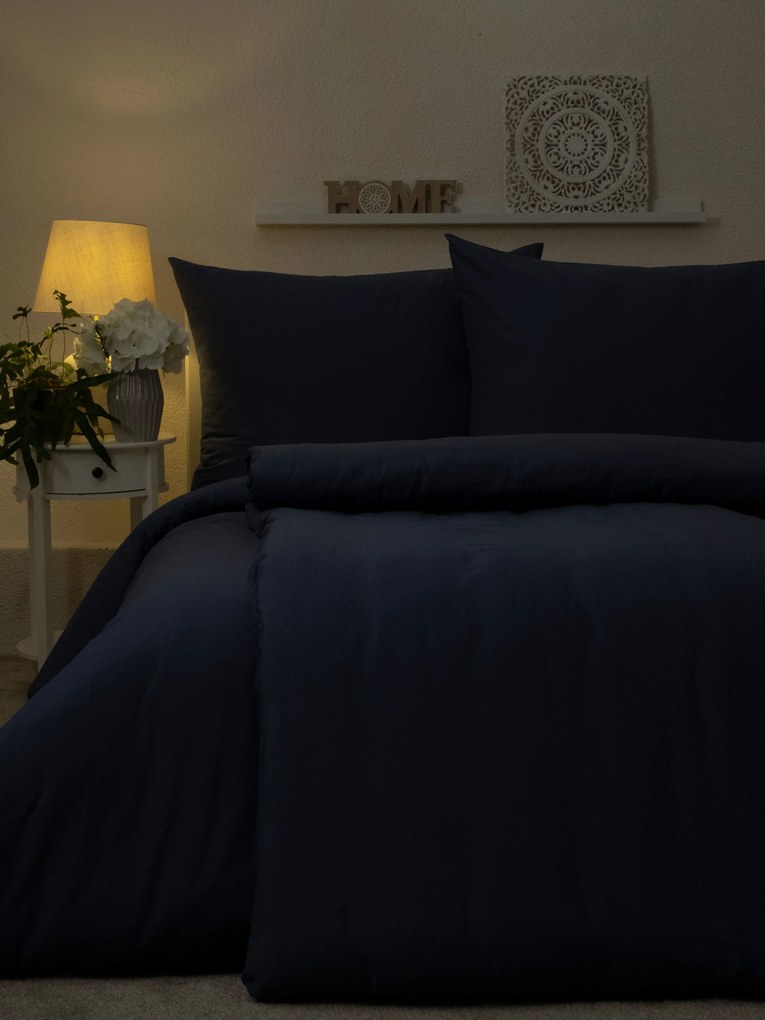 Francúzské bavlnené obliečky Renforcé – Jasmine námornícka modrá