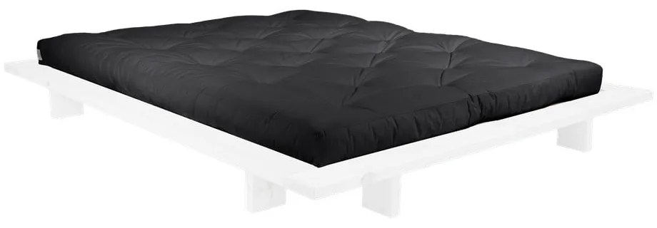Dvojlôžková posteľ z borovicového dreva s matracom Karup Design Japan Comfort Mat White/Black, 160 × 200 cm