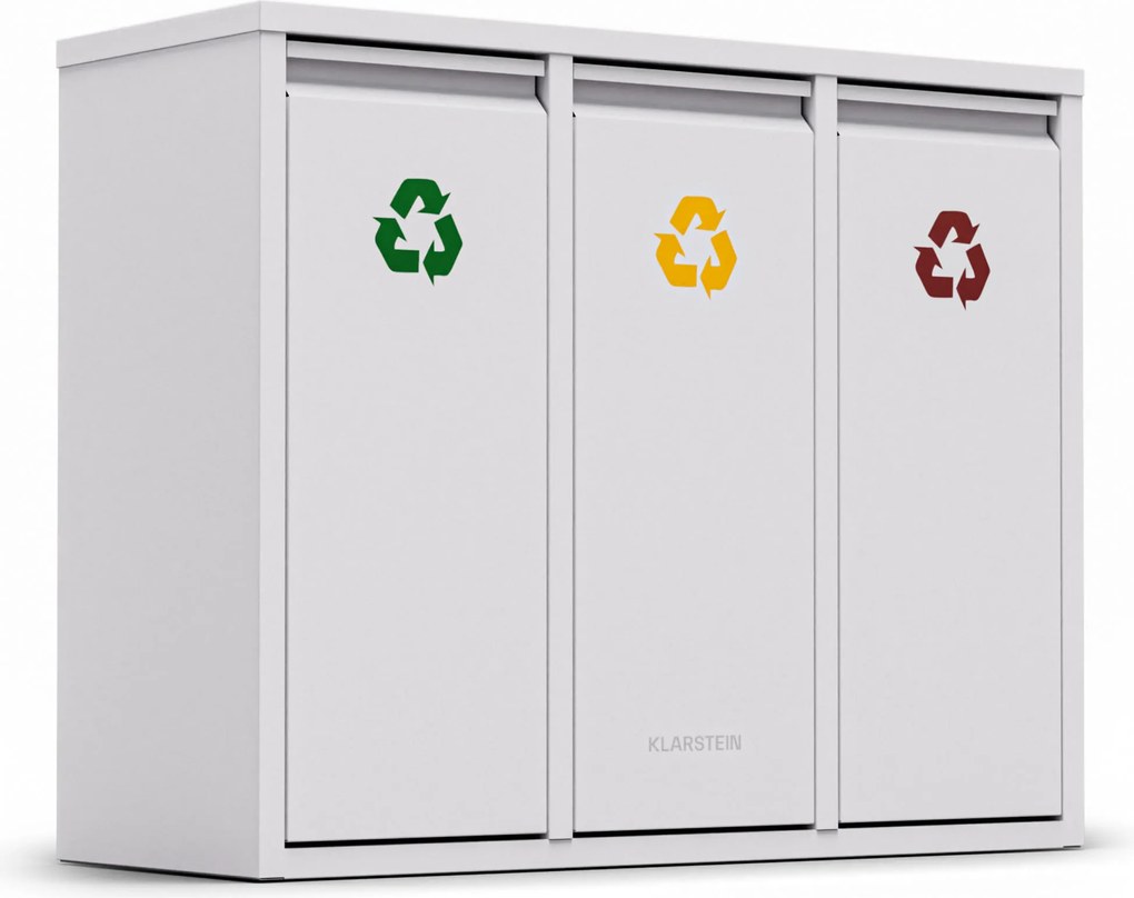 Klarstein Ordnungshüter 3, odpadkový kôš, 45 litrov, 3 recyklačné koše, nástenná inštalácia