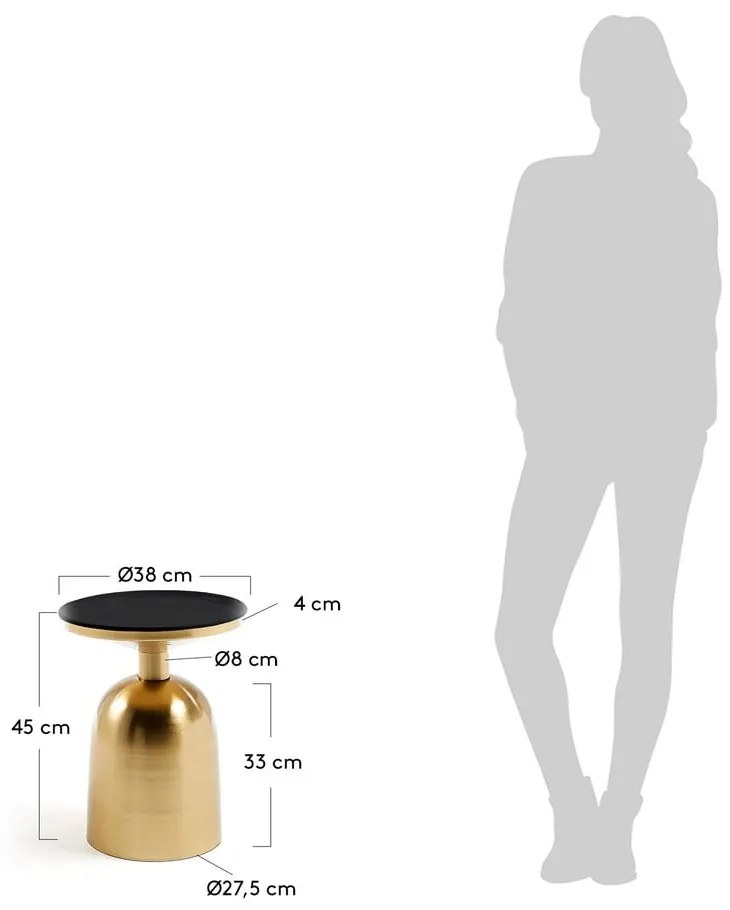 Odkladací stolík v zlatej farbe Kave Home Physic, ø 37 cm