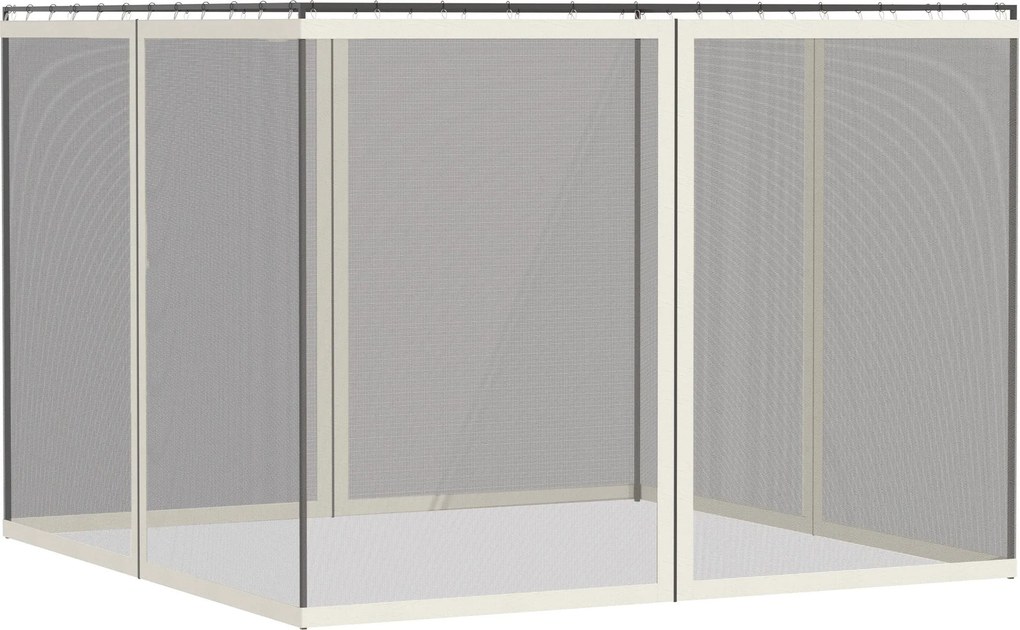 Outsunny Moskytiérové Siete pre Altánok a Pavilón Záhrady 3 x 4 m - súprava 4 sieťok so zipsom + príchytky - polyester nylon | Aosom