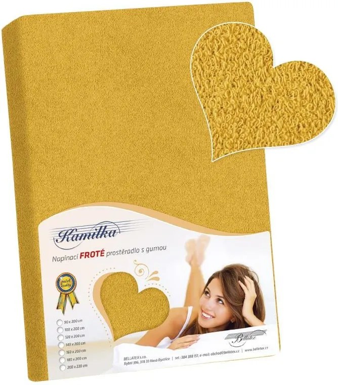 Bellatex Froté prestieradlo Kamilka horčicová, 120 x 200 cm