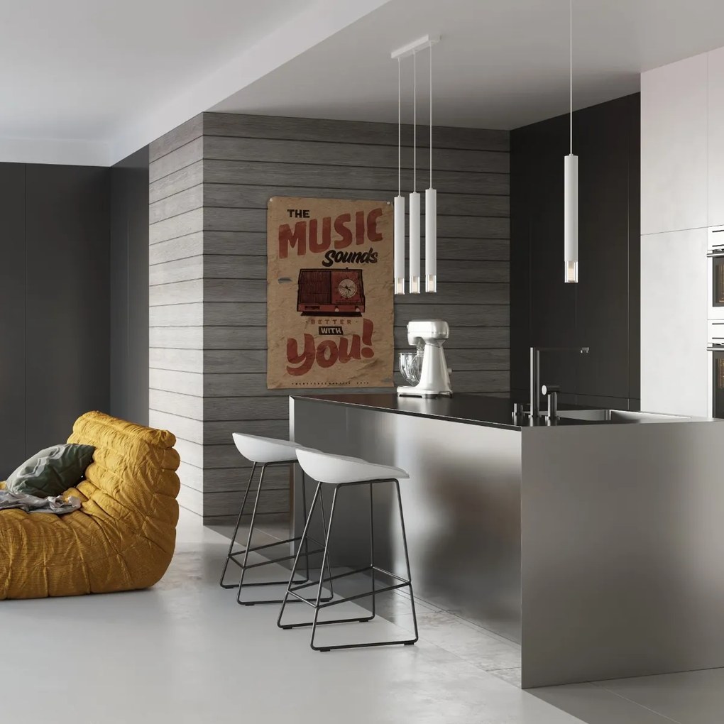 Závesné svietidlo Wezyr, 3x sklenené/biele kovové tienidlo