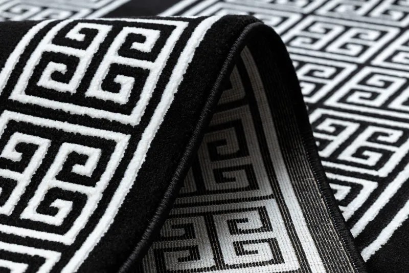 Dywany Łuszczów, Koberec behúň Gloss 6776 85 greek black/ivory, 80x250, čiernobiela, obývacia izba