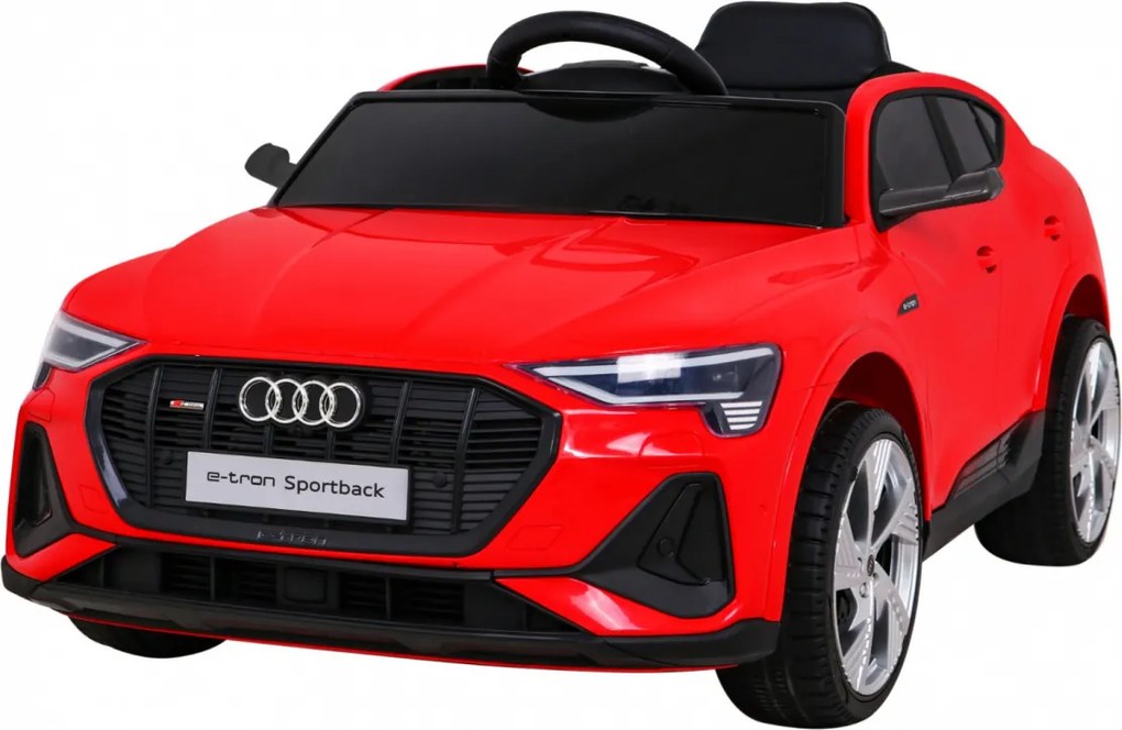 Ramiz Audi E-Tron Sportback pre deti červené + na diaľkové ovládanie + pohon 4x4 + pomalý štart + rádio MP3 + LED