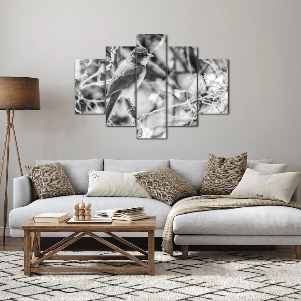 Obraz - Modrý vták v zime (150x105 cm)