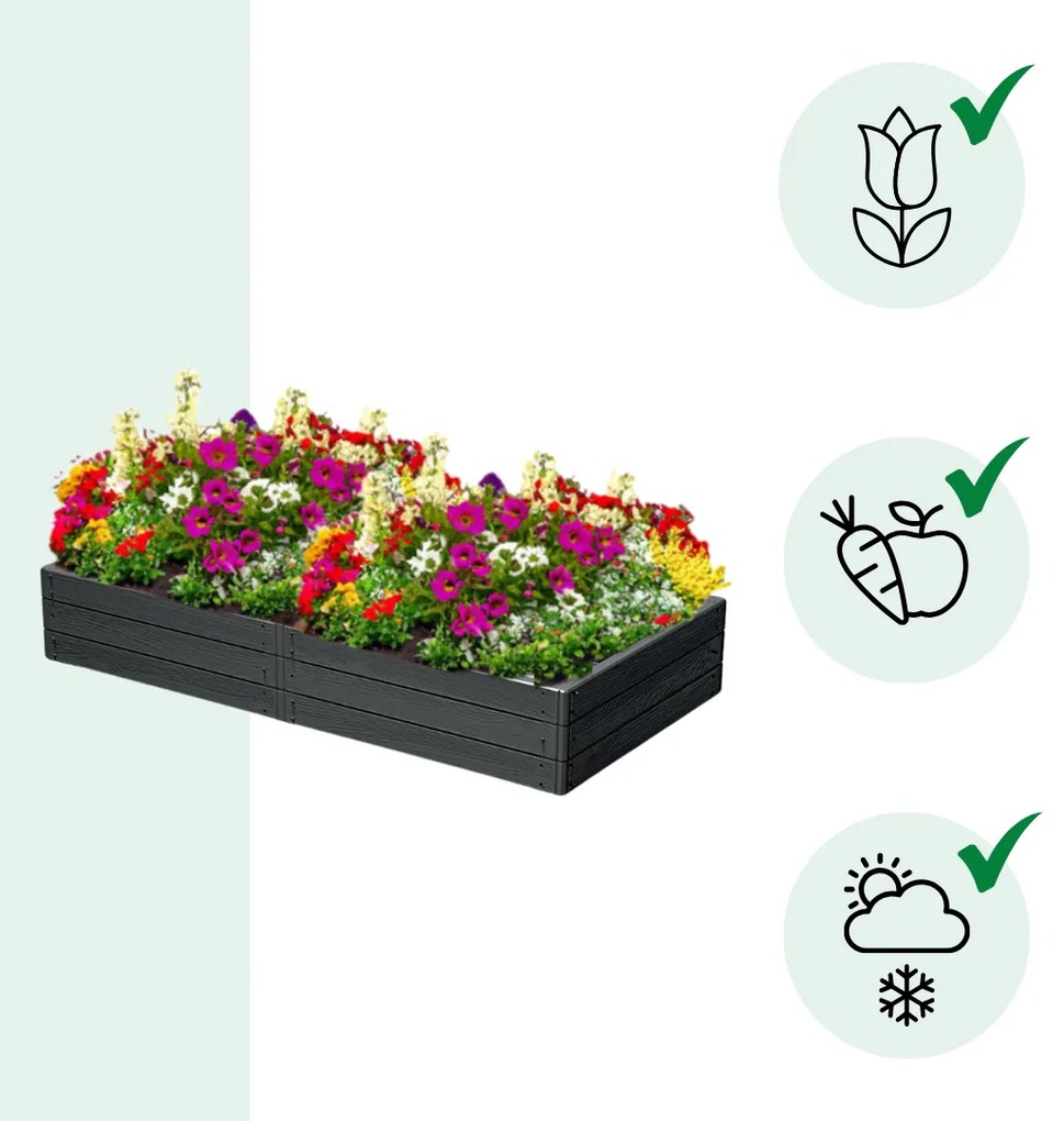 Vyvýšený záhon WOODY 149x75,6x25cm, antracitová Prosperplast