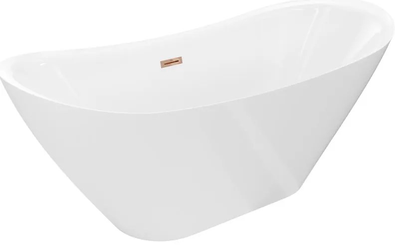 Mexen Lotos, voľne stojaca vaňa 180 x 75 cm, biela, ružové zlato prepad, 52051807700-60