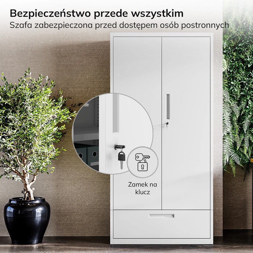 Kovová modulárna multifunkčná skriňa na podstavci biela MEGAN 1600 x 900 x 400 mm