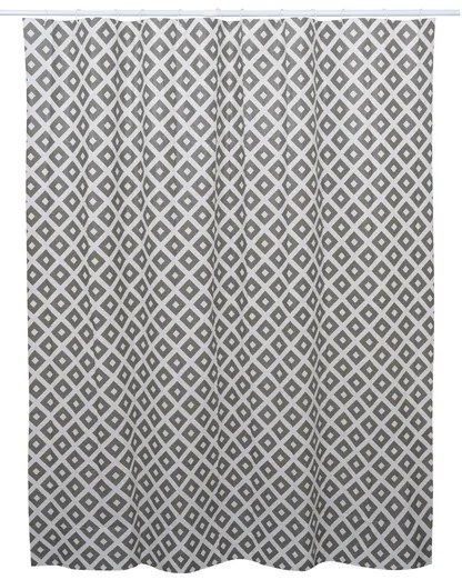BISK Erga Peva, sprchový záves s háčikmi (12ks) 200x180 cm, šedá vzor Kira, ERG-08090