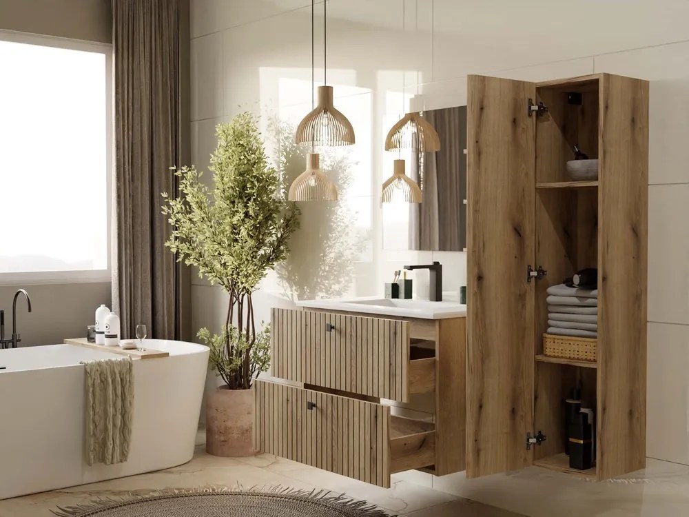 Závesná skrinka s umývadlom TIGO 2S 80 cm dub evoke