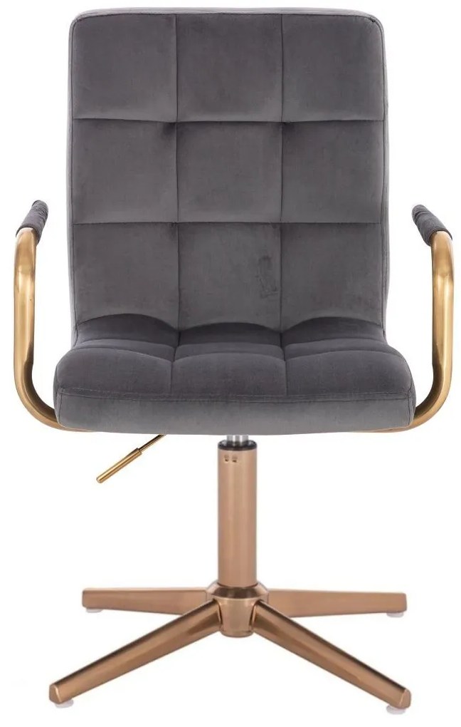LuxuryForm DESIGN Otočná stolička VERONA GOLD VELUR na zlatom kríži - tmavosivá
